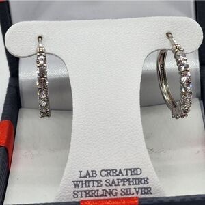 Sterling Silver & Lab Created White Sapphire Hoop Earrings